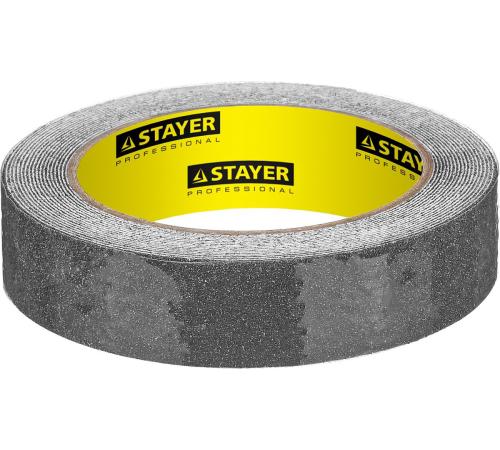 STAYER 25 мм, 5 м, черная, противоскользящая клейкая лента, Professional (12270-25-05)