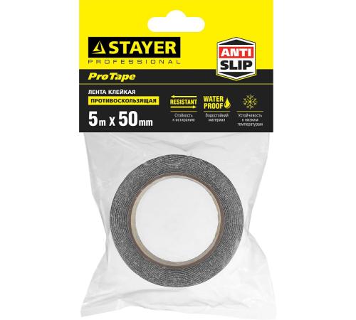 STAYER 50 мм, 5 м, черная, противоскользящая клейкая лента, Professional (12270-50-05)