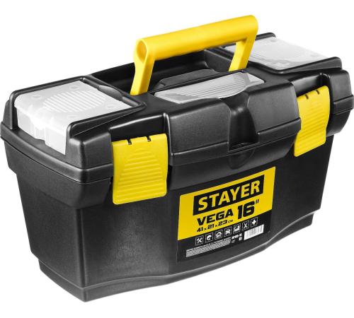 STAYER VEGA-16, 410 x 210 x 230 мм, (16″), пластиковый ящик для инструментов (38105-16)