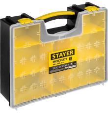 STAYER ROCKET-8, 420 х 330 х 110 мм, (16.5″), пластиковый органайзер с 8 съемными лотками (38033-16)