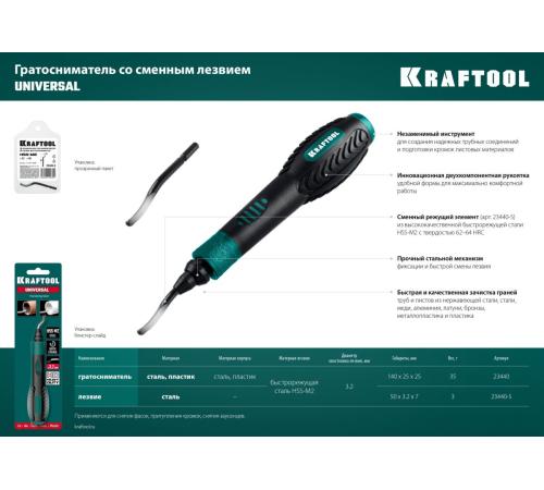 KRAFTOOL Universal, гратосниматель для зачистки граней труб и листов (23440)