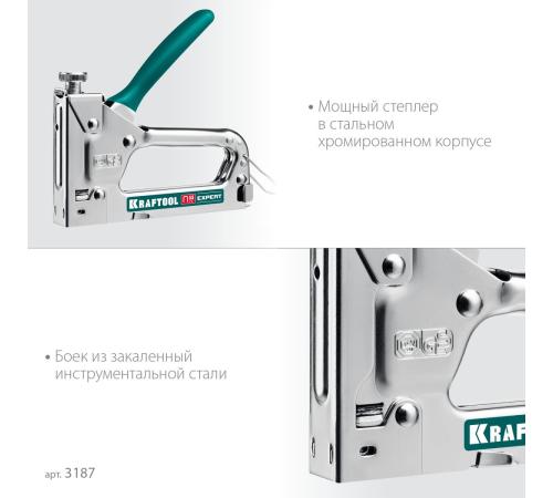 KRAFTOOL Expert-53, тип 53 (A/10/JT21) 23GA (4 - 14 мм), стальной компактный степлер (3187)