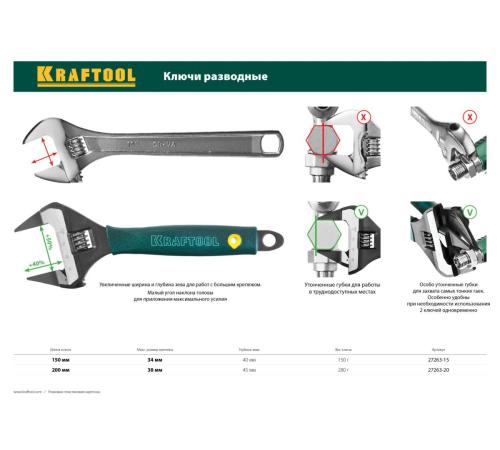 KRAFTOOL SlimWide Ultra, 200/38 мм, разводной ключ (27263-20)