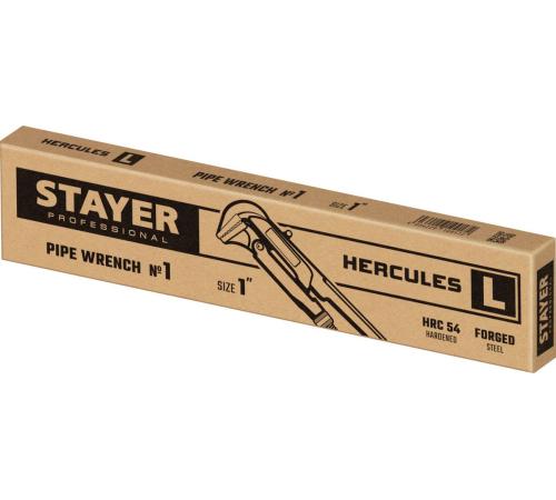 STAYER Hercules-L, №1, 1″, 330 мм, трубный ключ с прямыми губками (27331-1)