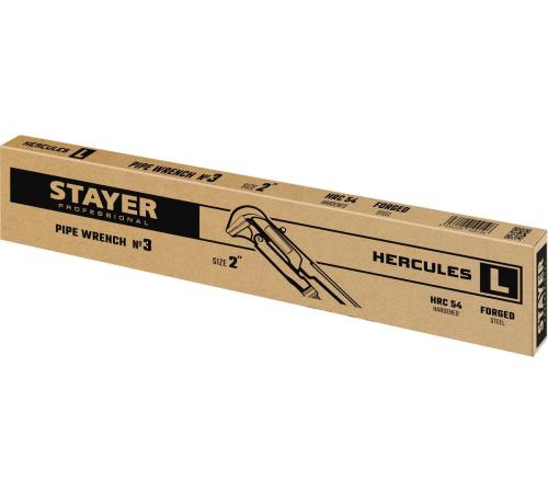 STAYER Hercules-L, №3, 2″, 560 мм, трубный ключ с прямыми губками (27331-3)