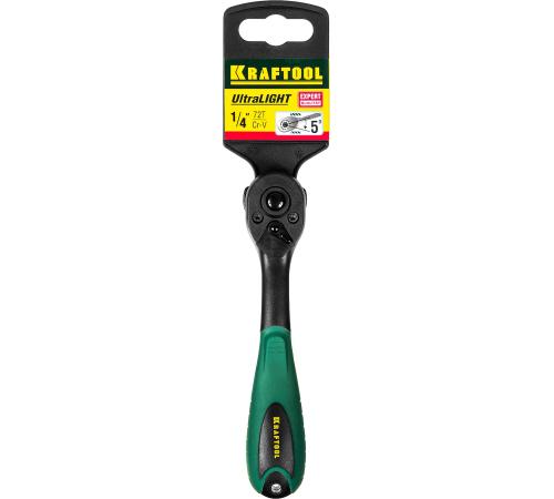 KRAFTOOL 1/4″, 72 зубца, пластиковое покрытие, трещотка для торцовых головок (27796-1/4)