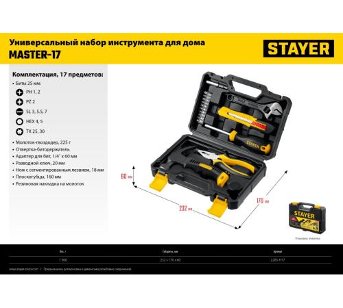 STAYER Master-17, 17 предм., универсальный набор инструмента для дома (2205-H17)