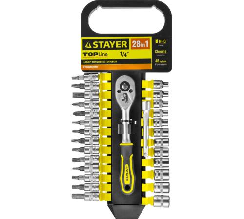 STAYER RSS 28S, 28 предм., (1/4″), набор торцовых головок и бит-головок (27754-H28)