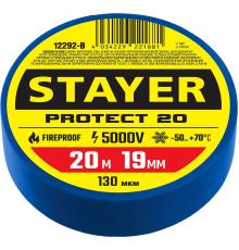 STAYER PROTECT-20, 19 мм х 20 м, 5 000 В, синяя, изолента ПВХ, Professional (12292-B)