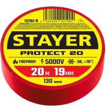 STAYER PROTECT-20, 19 мм х 20 м, 5 000 В, красная, изолента ПВХ, Professional (12292-R)