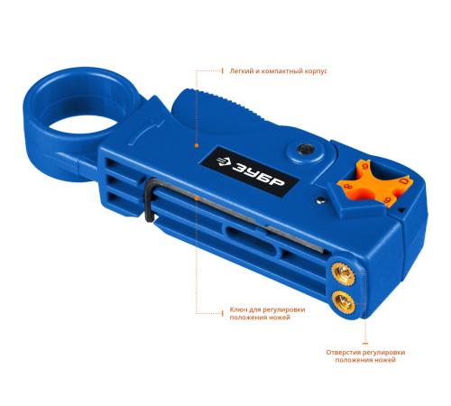 ЗУБР COAX-3, (RG58, RG59, RG62), стриппер коаксиальных кабелей, Профессионал (22657)
