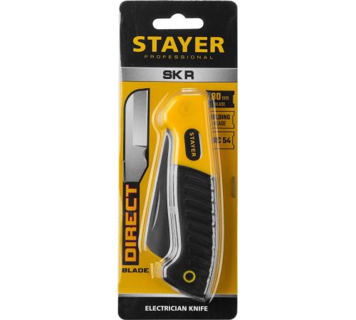 STAYER прямое лезвие, монтерский складной нож, Professional (45408)