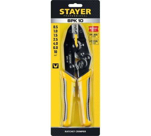 STAYER SPK-10, 0.5 - 10 мм2, пресс-клещи для медных наконечников, Professional (45440)