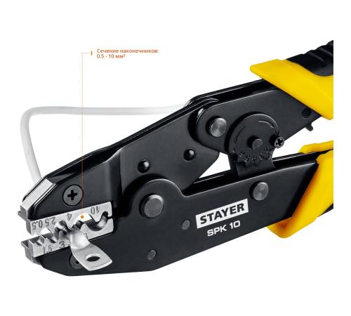 STAYER SPK-10, 0.5 - 10 мм2, пресс-клещи для медных наконечников, Professional (45440)