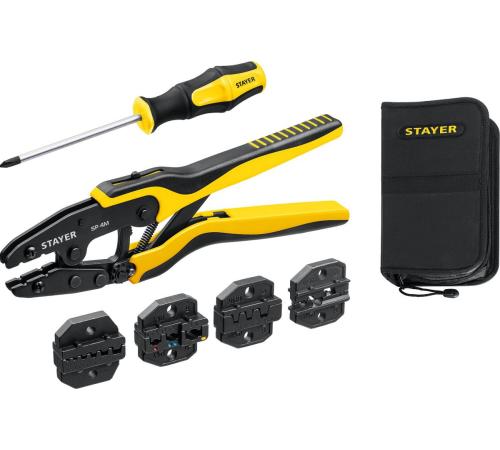 STAYER SP-4M, 4 матрицы в сумке-чехле, пресс-клещи для кабельных наконечников, Professional (45445)
