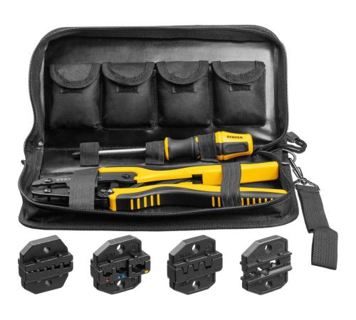 STAYER SP-4M, 4 матрицы в сумке-чехле, пресс-клещи для кабельных наконечников, Professional (45445)