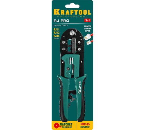 KRAFTOOL RJ-Pro, (RJ45, RJ11,RJ12), универсальный кримпер (22698)