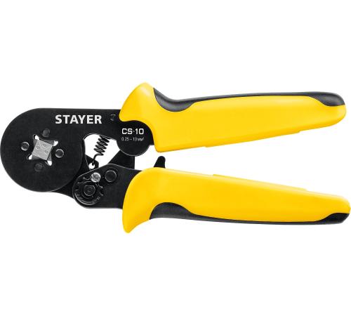 STAYER CS-10, 0.25 - 10 мм2, мультидиапазонные пресс-клещи с квадратным профилем для втулочных наконечников, Professional (44447)