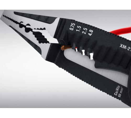 STAYER XM-21, резка d 14мм, зачистка 0.75 – 25 мм2, кримпер 2.5 мм2, плоскогубцы 210 мм, электромонтажные клещи, Professional (23342-21)
