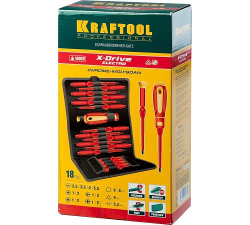 KRAFTOOL Х-Drive Electro, 18 предм, набор высоковольтных отверток (220092-H18)