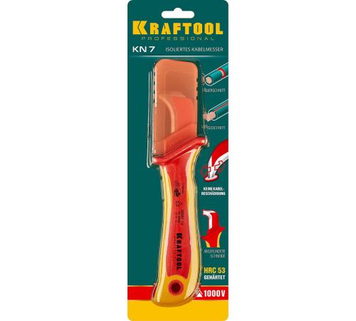 KRAFTOOL KN-7, 1000 В, изогнутый, диэлектрический нож электрика (45400)