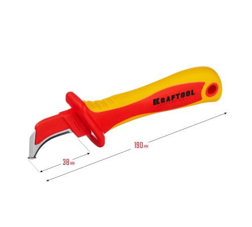 KRAFTOOL KN-7, 1000 В, изогнутый, диэлектрический нож электрика (45400)