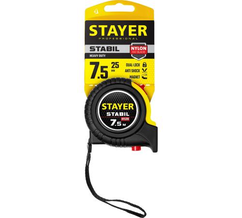 STAYER Stabil, 7.5 м х 25 мм, рулетка, Professional (34131-075)