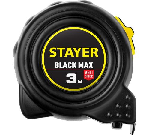STAYER BlackMax, 3 м х 16 мм, рулетка с двумя фиксаторами, Professional (3410-03)