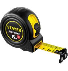 STAYER BlackMax, 5 м х 25 мм, рулетка с двумя фиксаторами, Professional (3410-05-25)