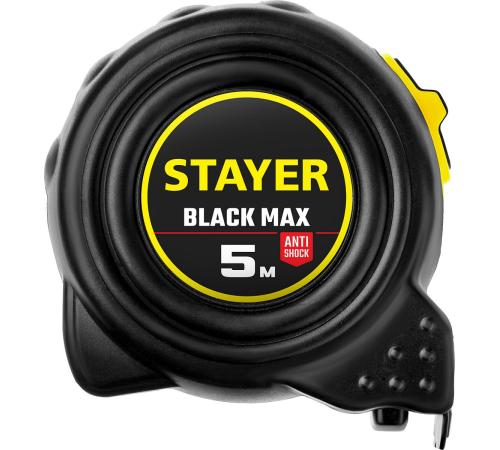 STAYER BlackMax, 5 м х 25 мм, рулетка с двумя фиксаторами, Professional (3410-05-25)