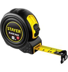 STAYER BlackMax, 8 м х 25 мм, рулетка с двумя фиксаторами, Professional (3410-08)