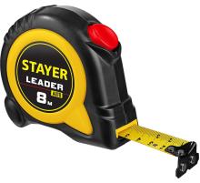 STAYER Leader, 8 м х 25 мм, рулетка с автостопом, Professional (3402-08-25)