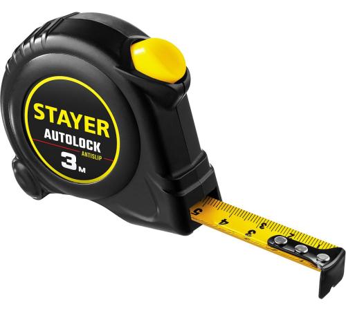 STAYER AutoLock, 3 м х 16 мм, рулетка с автостопом (2-34126-03-16)