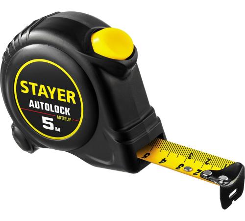STAYER AutoLock, 5 м х 25 мм, рулетка с автостопом (2-34126-05-25)
