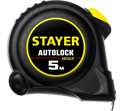 STAYER AutoLock, 5 м х 25 мм, рулетка с автостопом (2-34126-05-25)