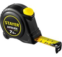 STAYER AutoLock, 7.5 м х 25 мм, рулетка с автостопом (2-34126-07-25)
