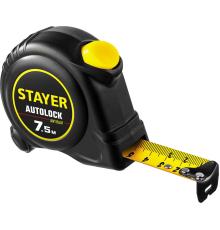 STAYER AutoLock, 7.5 м х 25 мм, рулетка с автостопом (2-34126-07-25)