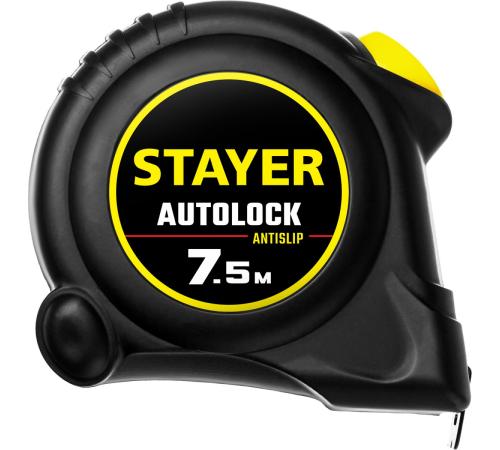 STAYER AutoLock, 7.5 м х 25 мм, рулетка с автостопом (2-34126-07-25)