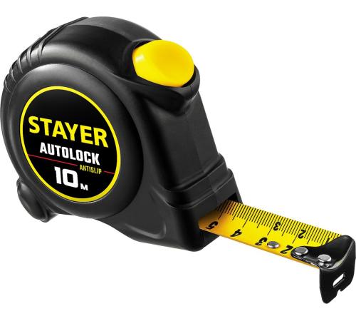 STAYER AutoLock, 10 м х 25 мм, рулетка с автостопом (2-34126-10-25)