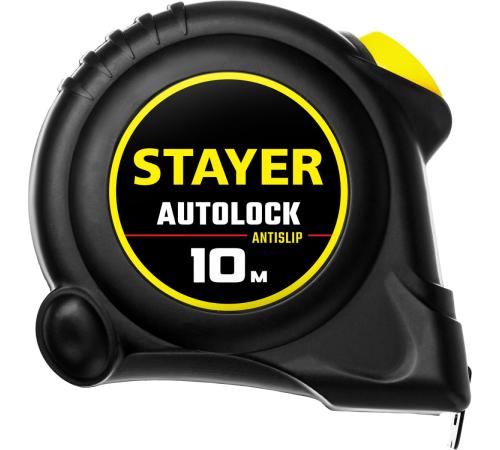 STAYER AutoLock, 10 м х 25 мм, рулетка с автостопом (2-34126-10-25)