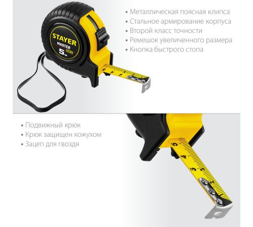 STAYER 5 м х 19 мм, рулетка (34025-05)