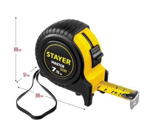 STAYER 7.5 м х 25 мм, рулетка (34025-07)