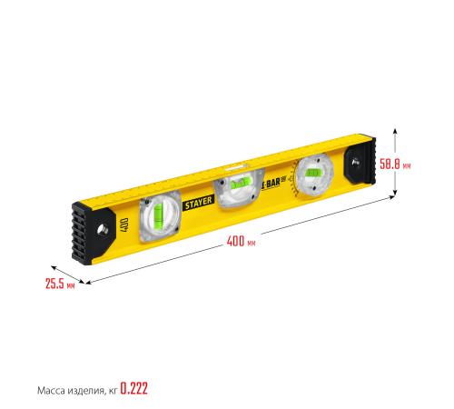 STAYER I-Bar 180˚, 400 мм, двутавровый, уровень с поворотным глазком (3470-040)