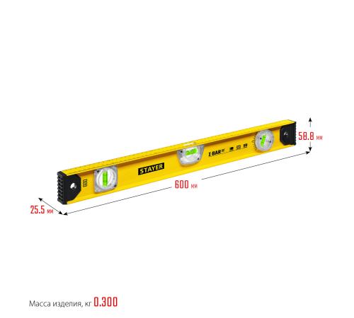 STAYER I-Bar 180˚, 600 мм, двутавровый, уровень с поворотным глазком (3470-060)