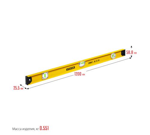 STAYER I-Bar 180˚, 1200 мм, двутавровый, уровень с поворотным глазком (3470-120)