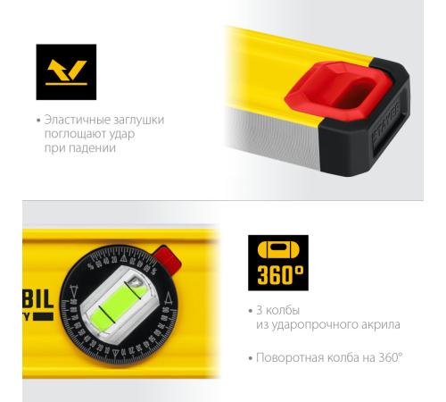 STAYER PRO STABIL, 400 мм, усиленный профиль, уровень с поворотным глазком, Professional (3471-040)