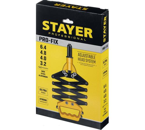 STAYER PRO-FIX, 3.2 - 6.4 мм, рычажно-складной заклепочник, Professional (3115)