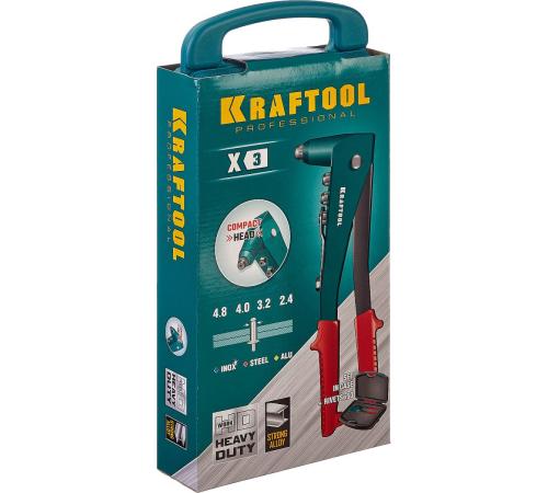 KRAFTOOL X-3, 2.4 - 4.8 мм, 260 мм, литой заклепочник в кейсе (31170-H6)