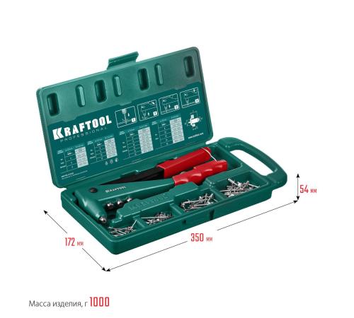 KRAFTOOL X-3, 2.4 - 4.8 мм, 260 мм, литой заклепочник в кейсе (31170-H6)