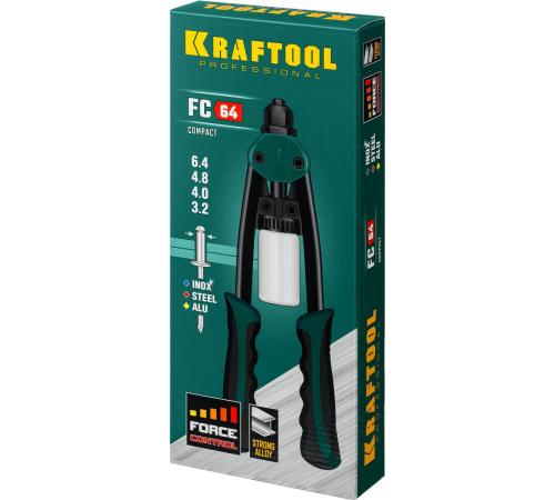 KRAFTOOL FC-64, 3.2 - 6.4 мм, 320 мм, регулировка усилия, компактный двуручный заклепочник (31160)